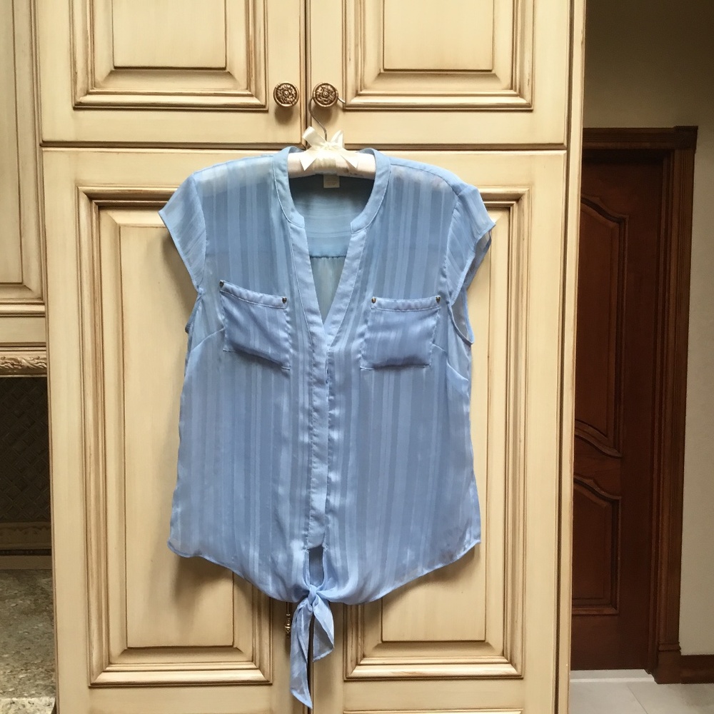 Cache Sheer Tie Front Blouse